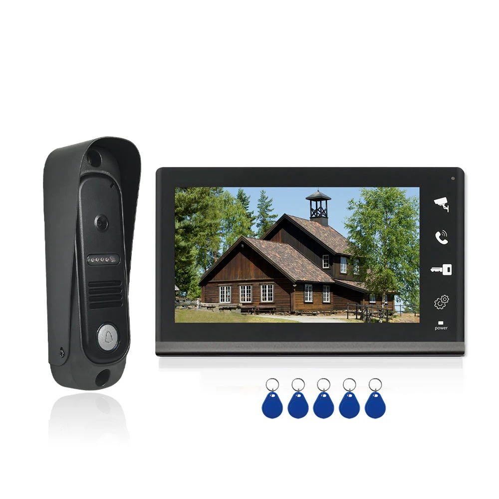 4 Bekabelde Video Deurbel Intercom Systeem Rfid Unlock Camera Deurbel Met 7 Inch Scherm Nachtzicht Huis Deur Telefoon Voor Villa