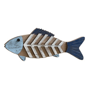 Mediterranean Style Wooden Fish <b>Wall</b> Sculpture 2Pcs Home <b>Decor</b> Irregular Shape - Product Image 3
