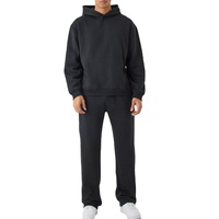 Sudaderas con capucha Haft Zip de peso pesado personalizadas y pantalones acampanados apilados Conjuntos de dos piezas Chándal de gran tamaño para hombre Entrenamiento Jogging Wear