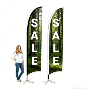 Drapeaux de plage en fibre de verre robustes de différentes tailles et styles avec base à eau et piquet croisé pour événements promotionnels - Product Image 3