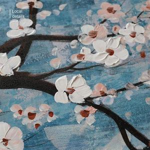 Lienzo al óleo de flores pintado a mano para decoración del hogar, <span class=keywords><strong>3</strong></span> <span class=keywords><strong>piezas</strong></span> de paisaje floral moderno, decoración de pared, pintura colgante, pintura al óleo - Product Image 3