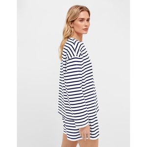 Striped 2 Piece Short Set For Women Casual <b>Long</b> Sleeve Top <b>Matching</b> Shorts Lounge Wear Soft Jersey Fabric Sleepwear - Product Image 3