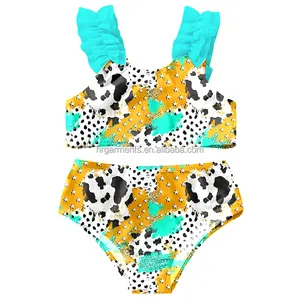 Pakaian Renang Model Barat Bolt Lightning Leopard Print Bayi Perempuan 2 Potong Set Pakaian Renang Anak Perempuan Setelan Bikini