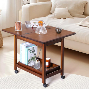 Table d'appoint flexible avec plateau en bambou, table basse multifonction mobile pour petits appartements - Product Image 4
