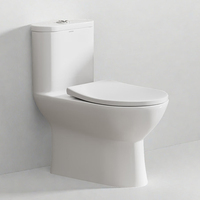 WC monobloc auto-nettoyant en céramique blanche Arrow, à poser au sol, avec double chasse et siphon en S, collection moderne pour salle de bain