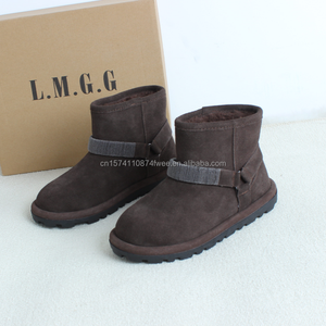 <strong>Brown</strong> Cowhide Flats Winter Snow Boots for Women Waterproof Breathable Slip Resistant Height Increasing <strong>Uggs</strong> New Arrival - Product Image 5