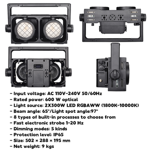 2x300W RGBAWW Luces LED para Audiencia, IP65 Impermeables, 2 Ojos de Luz, Enlazables Horizontal o Verticalmente para DJ - Product Image 4