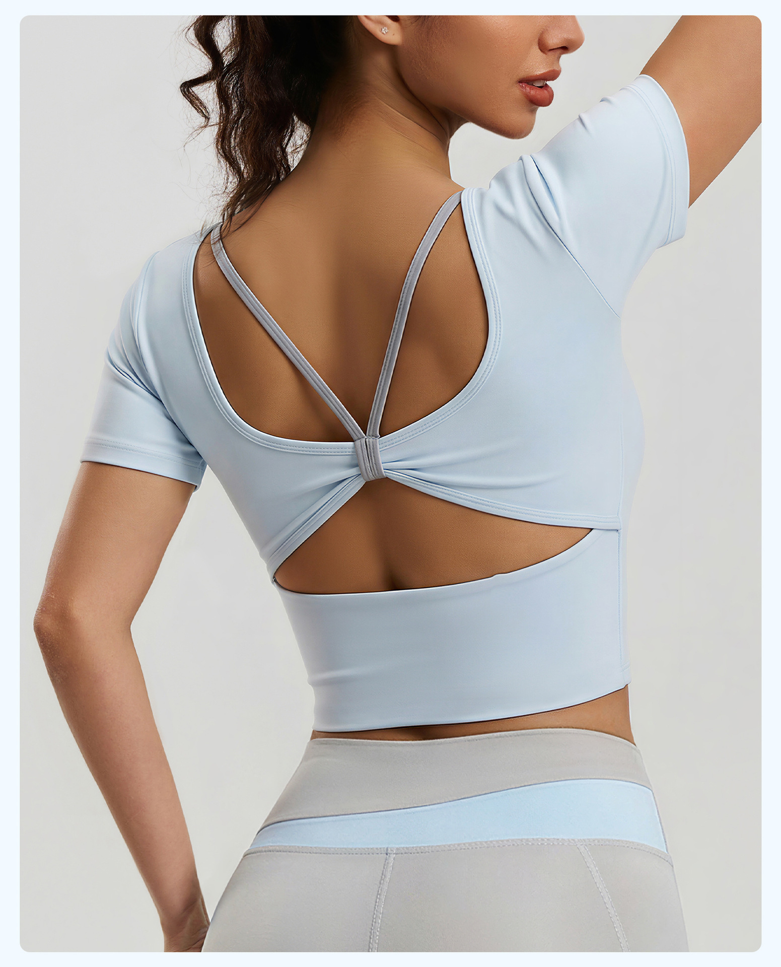 Best-selling Plus Size Butterfly-style Back Yoga Top Padded Cups Cross Straps Open Mesh Design Breathable Quick Dry Tops