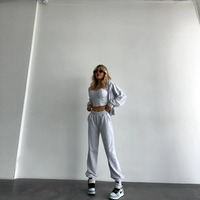 Pantalon de sport 3 pièces en coton éponge français Cargo unisexe pantalon de survêtement à capuche ensemble broderie délavé à l'acide survêtement imprimé de grande taille