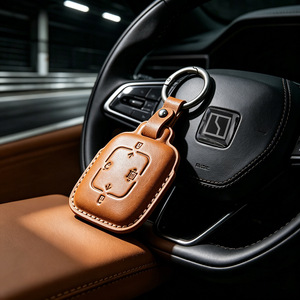 Étui pour clés de voiture en cuir de vachette tanné végétal, style minimaliste ZK-A4 pour OLIVER, souple et résistant aux chutes - Product Image 1
