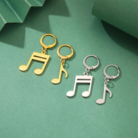 Boucles d'oreilles pendantes asymétriques en forme de note de musique pour femmes, en acier inoxydable, bijoux pour musiciennes et amoureuses de la musique, cadeaux