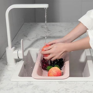 Kitchen retractable plastic spoon drain basket expandable for cleaning vegetable and fruit cooked pasta filters