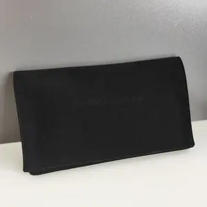 Custom Black Emboss Printed Leather Envelope Dust Bag For Handbag Wallet Packaging Luxury Leather Gift Envelope Pouch