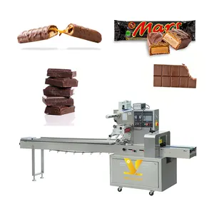 Máquina de embalagem horizontal de alta velocidade para travesseiros, flocos, pirulitos, doces, barra de chocolate, máquina de embalagem