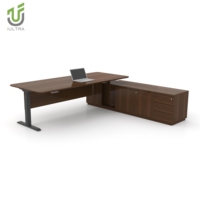Bureau motorisé en forme de L au design moderne IULTRA avec gestion des câbles Chemin de câbles caché à double moteur pour un espace de travail sans encombrement