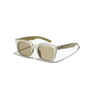 패션 스퀘어 진주 흰색 선글라스 여성 2023 우아한 그라데이션 플라스틱 브랜드 디자이너 여성 선글라스 3D 파이브 스타