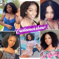 Perruque Courte en Cheveux Humains Grade 12A pour Femmes Africaines, Vraiment Pas Chère, Perruque Vierge Bouclée Cambodgienne de 8, 10, 12 Pouces, Perruques Complètes en Dentelle pour Femmes Noires
