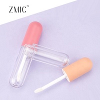 Tubes de brillant à lèvres 6 ml rose orange mat transparent, flacon vide en forme de capsule pour rouge à lèvres liquide avec pinceau pour filles
