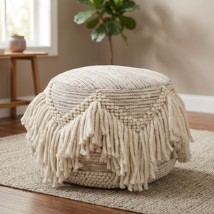 Luxury Handwoven Boho Design Pouf | Cotton Blend Ottoman for Modern <b>Bedroom</b> & Farmhouse Use - Product Image 3