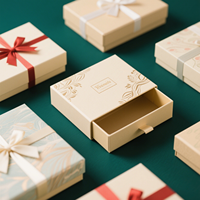 Emballage de boîte à bijoux cadeau de luxe recyclable avec logo personnalisé papier kraft avec tiroir coulissant en éponge à gaufrer