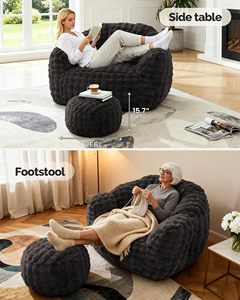 Cómodo Sillón Puff Gigante, Sillón Puff Esponjoso con Reposabrazos, Sillón Puff de Espuma Viscoelástica para Adultos, Dormitorio, Sala de Estar - Product Image 6