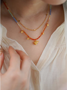 <span class=keywords><strong>Jojo</strong></span> สร้อยคอจี้น้ำเต้าโมราไล่ระดับสีสุดพิเศษพร้อมลูกปัดคริสตัลหลายชั้นสร้อยข้อมือทองเหลืองรูปทรงเรขาคณิต - Product Image 6