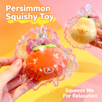 Porte-clés Squishy Fruité Mignon de Dessin Animé, Jouet Anti-stress à Rebond Lent en Forme de Kaki, Jouet de Simulation Alimentaire pour Soulager le Stress, Vente en Gros