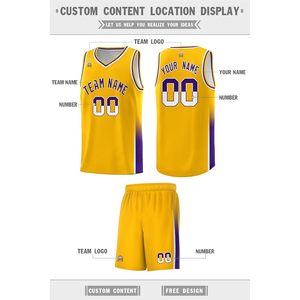 Ensemble maillot et short de basket personnalisés avec nom, numéro et logo d'équipe pour hommes, jeunes, unisexe, adultes, anti-transpiration, coupe en V - Product Image 2
