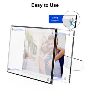 Cadres photo en <span class=keywords><strong>acrylique</strong></span>, cadres photo transparents avec support, cadre magnétique transparent flottant, cadeau pour la décoration de bureau à domicile - Product Image 6