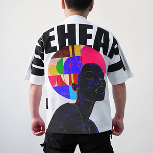 TKAN 97 camiseta de peso pesado 280G Camisa de algodón pesado Streetwear gráfico Drop Shoulder Streetwear camiseta de gran tamaño camiseta personalizada - Product Image 3