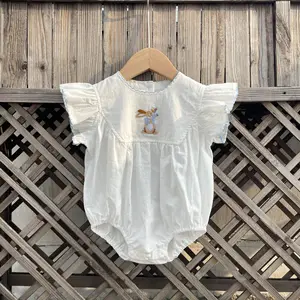 2023 Summer New Arrival Baby Girl Bunny Embroidery Wrap Hap Clothes Baby Hundred Days Flying Sleeve Princess Climbing Wear Thin