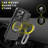 Coque de téléphone à support rotatif antichoc robuste pour iPhone 16 Pro Max caméra magnétique couverture coulissante étui antichoc