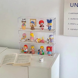 <span class=keywords><strong>Vitrine</strong></span> de présentation portable en acrylique transparent écologique pour figurines miniatures, organisateur de rangement de bureau pour poupées et objets de collection - Product Image 6