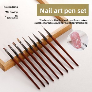 Pinceau à ongles classique en bois avec manche en nylon pour effet ombré, dessin de pétales, peinture, liner, virole en aluminium, pour salon de manucure - Product Image 3