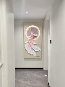 Peinture décorative en résine 3D de poisson, texture dessinée à la main, beige/jaune/gris, cadre, ambiance décontractée en amont, <span class=keywords><strong>pour</strong></span> hall d'entrée, mur de salon - Product Image 6
