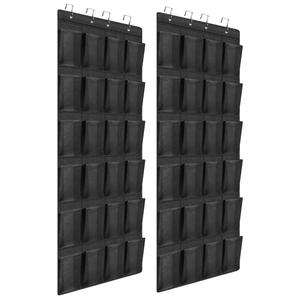 24 Grid Hanging Closet Organizer Non Woven Fabric Storage Bag For Bathroom Door Multipurpose Rectangle Hook Type Black Version - Product Image 1