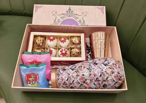 Gift <b>box</b> for diwali for festivals Luxury Gift <b>Box</b> With Gold Plated Cocktail Shaker Chocolate Set And Decorative Accessories - Product Image 3