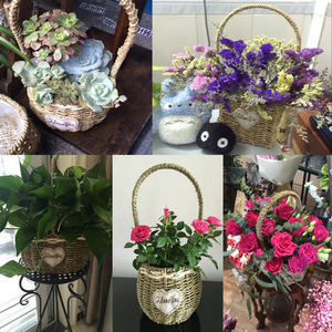 AAA351 decorazioni per la casa portatili portaoggetti <span class=keywords><strong>in</strong></span> <span class=keywords><strong>vimini</strong></span> decorazione succulenta contenitore per piante vaso da fiori cesto di fiori fatto a mano <span class=keywords><strong>in</strong></span> paglia - Product Image 5