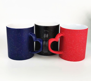 Taza de Cerámica Mágica con Asa de Corazón para Sublimación, con Purpurina y Estrellas, Termosensible que Cambia de Color, para Café, con Patrón de Foto Personalizado, Venta al por Mayor - Product Image 3