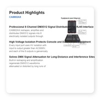 Distributeur de signal DMX512 8 voies Pknight, amplificateur isolé haute tension RJ45 avec garantie d'un an pour l'éclairage de scène