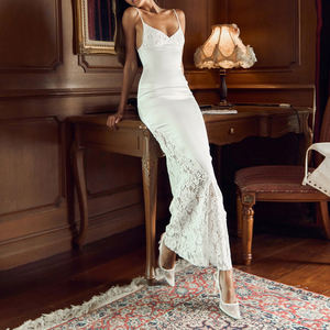 Vestido de Mujer con Encaje y Tirantes Finos, Estilo Largo y Sexy, Elegante para Vacaciones, Fiestas y Banquetes - Product Image 5