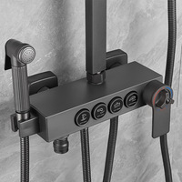 Ensemble de douche pluie en acier inoxydable gris anthracite avec mitigeur thermostatique, robinetterie de douche moderne de luxe pour hôtel, ensemble complet