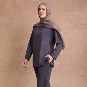 Setelan kabel Kimono Side Wrap dengan celana pakaian Ramadan Islami 2 potong Set Muslim wanita sederhana Muslimah penipuan Kleidung - Product Image 3