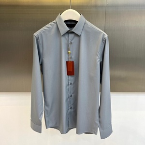High-quality Loro business casual Piana fashion vintage style <b>collarless</b> long-sleeved <b>shirt</b> for <b>men</b> - Product Image 2