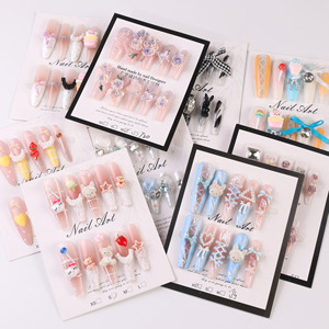 10 <span class=keywords><strong>Uñas</strong></span> Postizas <span class=keywords><strong>Francesas</strong></span> Largas y <span class=keywords><strong>Cuadradas</strong></span> en 3D, Color Rosa Dulce, Diseño Hecho a Mano, Estilo <span class=keywords><strong>de</strong></span> Presión, <span class=keywords><strong>Uñas</strong></span> Adhesivas para Dedos - Product Image 5