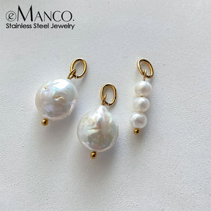 תליון זהב פנינים בארוק פנינה זהב 14 קראט נירוסטה לא סדירה עגולה אמיתי - Product Image 1