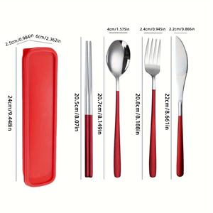 18/10 Portable Cutlery Spoon Fork <b>Chopstick</b> Gold Flatware Set with Case Travel Camping Outdoor Cutlery Set Stainless Steel - Product Image 1