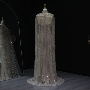 فستان سهرة و حفلات حورية البحر مسلم من مجموعة دبي LSZ118 من Jancember بخصر طبيعي ومطرز بالترتر مع شال متضمن - Product Image 3