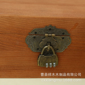 Boîte de rangement vintage en bois avec serrure, boîte à bijoux rectangulaire de bureau pour documents et articles divers - Product Image 4
