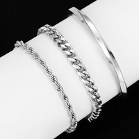 Ensemble de bracelets ouverts tendance et populaires en acier inoxydable unisexe, accessoires de mode pour les déplacements, personnalisables et polyvalents, marque MID